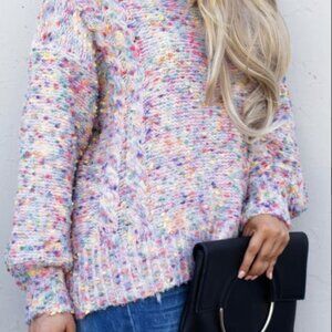 Popcorn Knit Oversized Sweater – Multicolor